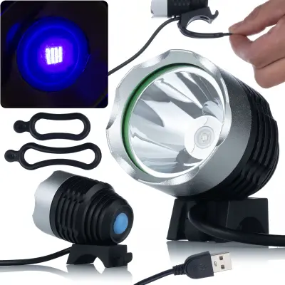 UV Svetilka Za Utrjevanje Soldermaske – USB 5V, 3 Načini Svetlobe, 2 UV LED, 1 M Kabel, Vijolična