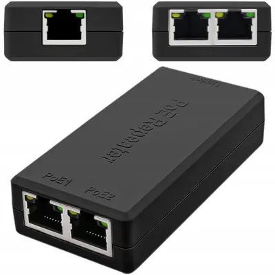 POE Repeater 1x IN 2x OUT – Razvejalnik Napajanja POE, Gigabit 100M, IEEE802.3af/at, 30W, ABS | Za IP Kamere V LAN Omrežju