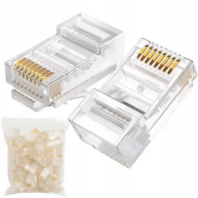 Euronet RJ45 5e Vtičnik – Čista Sredina, 8P8C, 100 Kos | Za Kabel UTP, LAN, Patch Panel