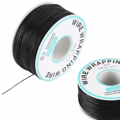 Kynar Kabel AWG 0,25 Mm Črn – Niskonapetostni Kabel 200 M, Kositerana Baker, PVC Izolacija, 300 V, Do 105 °C