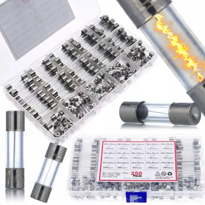 Set 250 Steklenih Varovalk WTA – Hitri Tip, 1A-20A, 5x20 Mm In 6x30 Mm | Organizator S Pregradi, 250V