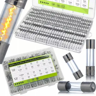 Fuseset Max360 – Steklene Varovalke Set 360 Kos 5x20 Mm In 6x30 Mm | 250 V, 0,5 A–25 A, Hitri Nasvet, Organizator