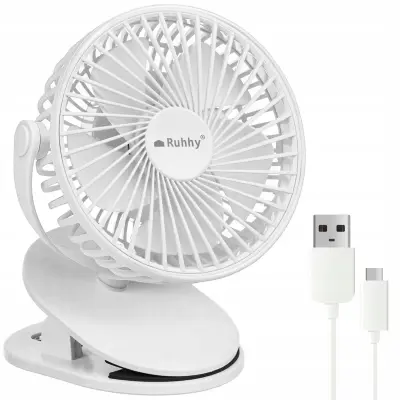 Brezžični aku. 1200mAh ventilator s sponko USB bel