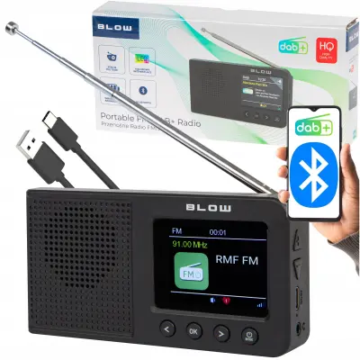 Prenosni aku. 2000mAh LCD kuhinjski radio FM DAB+ RK3 bluetooth črn