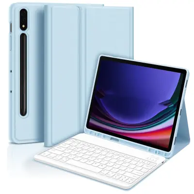 Ohišje za tipkovnico Bluetooth + Tipkovnica, združljiva s Samsung Tab S10 FE Plus 13,1-palčni 2025 - Modra