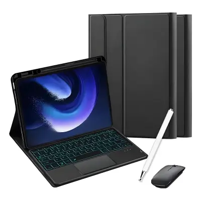 Združljivo s Huawei MatePad 11.5S (2024) Bluetooth tipkovnica s sledilno ploščico in osvetlitvijo - Črna
