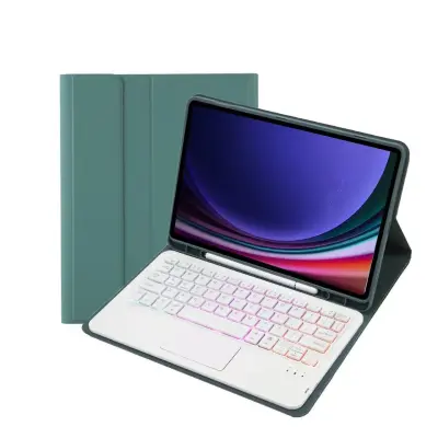 Združljivo ohišje tipkovnice Bluetooth z zeleno barvo in sledilno ploščico za Samsung Galaxy Tab S8+/S8 Plus 12,4 palca