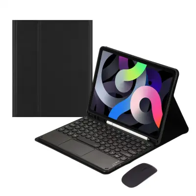 Združljivo ohišje s črno Bluetooth tipkovnico s sledilno ploščico za Samsung Galaxy Tab A7 10,4 palca