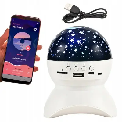 LED RGB aku. projektor zvočnik USB SD bluetooth menjava projekcij bel
