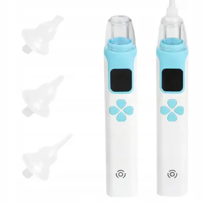 Električni aku. 400mAh nosni aspirator za otroke USB 4 šobe moder