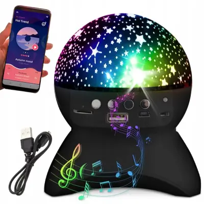 LED RGB aku. projektor zvočnik USB SD bluetooth menjava projekcij črn