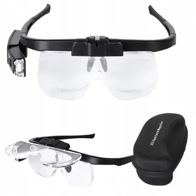 Optiview 6v1 Očala Povečevalna Z LED Osvetlitev | USB Polnjenje, 1.5x–4.5x, 3 Zamenljive Leče, Ergonomska