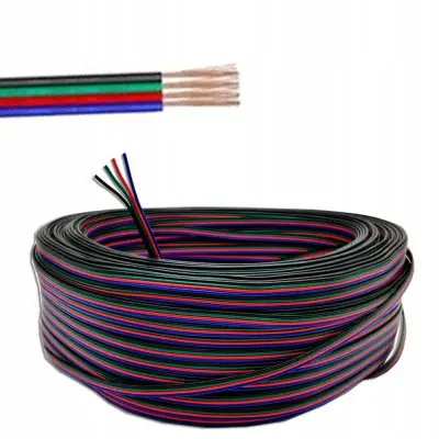 RGB Kabel AWG22 4-žilni – 1 M, PVC Izolacija, 0,35 mm², Tinjena Pekač, Barvne Žile | Za LED Trakove
