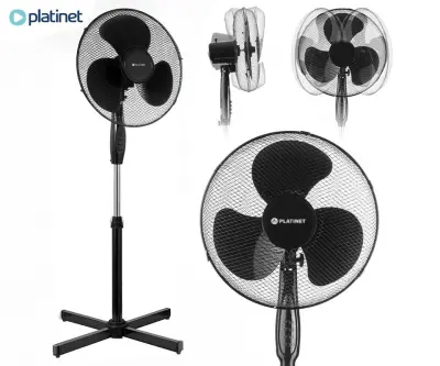 Ventilator PLATINET PSF1616B, 41 cm, 40 W, 3 lopatice, samostoječ, črn