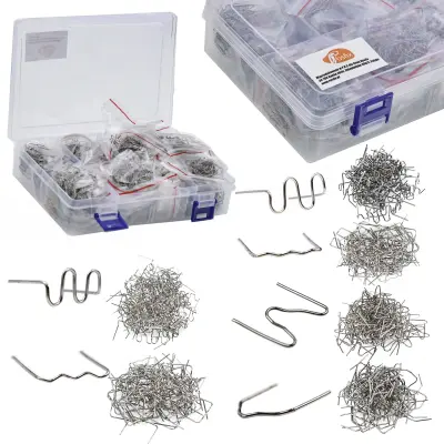 Staples Za Plastiko 6 Tipov 1800 Kosov V Plastični Škatli | Iz Ogljikovega Jekla, Primer 0,6/0,8 Mm, Trajnost