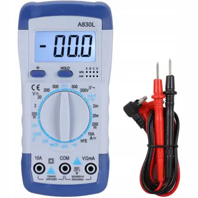 Multimeter A830L – Digitalni Merilnik Napetosti, Tok, Upornost | LCD, 9V Baterija, 140x70x35 Mm