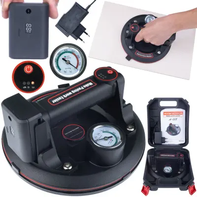 Akumulator Vakuumska Priseska – Nosilnost 200 Kg, Manometer, Inteligentni Indikator | Dimenzije 20x20x9 Cm, Li-Ion 3.6 V 1500mAh