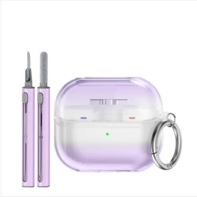 Zamenljivi/združljivi deli – Samsung Galaxy Buds3 TPU zaščitni ovitek, prozorno vijoličen, 3-delni komplet, vodoodporen Pink