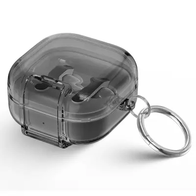 Mehak ovitek za slušalke iz TPU, združljiv s Samsung Galaxy Buds4/4 Pro – odporen na udarce, vodoodporen in madeže ter s kavljem Transparent+Blac