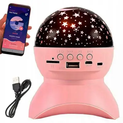 LED RGB aku. projektor zvočnik USB SD bluetooth menjava projekcij roza
