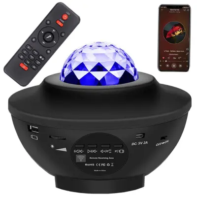 3v1 LED RGB zvezdni projektor in zvočnik USB bluetooth črn