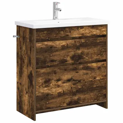 vidaXL Komplet pohištva za kopalnico Dimljen hrast 81 x 40 x 84,5 cm