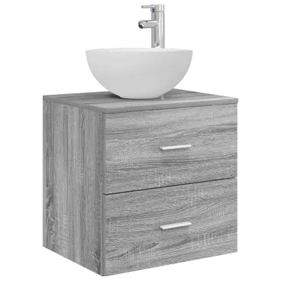 vidaXL Umivalnik s pritrditev na steno Siva Sonoma 49,5 x 41 x 64,5 cm