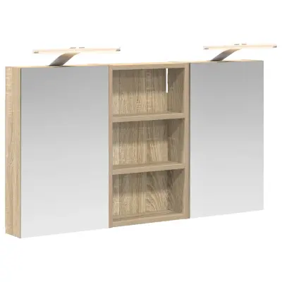 vidaXL Komplet omaric za kopalnico z LED lučmi 3 pcs 90 x 10,5 x 50 cm