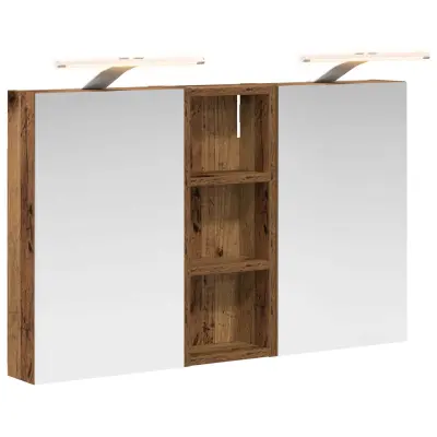 vidaXL Komplet omaric za kopalnico z LED lučmi 3 pcs 80 x 10,5 x 50 cm