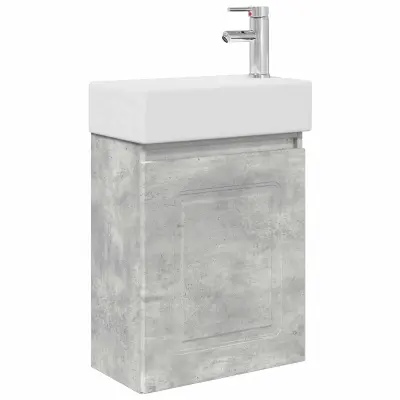 vidaXL Kopalniška omarica s tapo Betonsko siva 45,5 x 22,5 x 84 cm