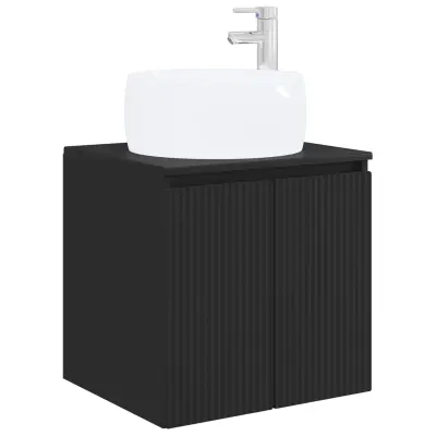 vidaXL Umivalnik s pritrditev na steno Črna 49,5 x 44,5 x 66 cm