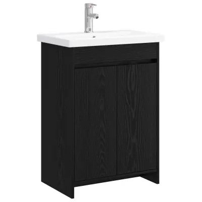 vidaXL Komplet pohištva za kopalnico Črni hrast 81 x 40 x 84,5 cm