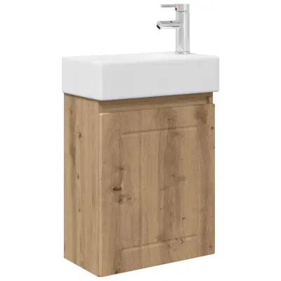 vidaXL Kopalniška omarica s tapo Artisan hrast 45,5 x 25,5 x 84 cm
