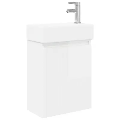 vidaXL Kopalniška omarica s tapo Bela visok sijaj 45,5 x 22,5 x 84 cm