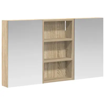 vidaXL Komplet omaric za kopalnico z LED lučmi 3 pcs 90 x 10,5 x 50 cm