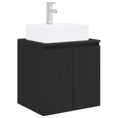 vidaXL Umivalnik s pritrditev na steno Črna 49,5 x 41 x 62,5 cm