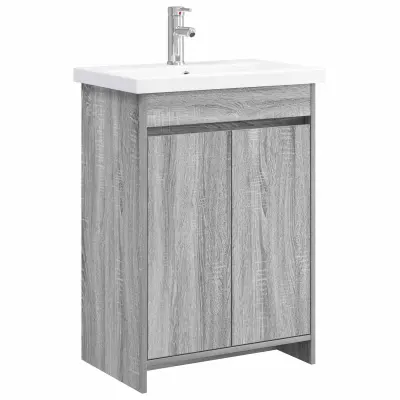 vidaXL Komplet pohištva za kopalnico Siva Sonoma 61 x 40 x 84,5 cm