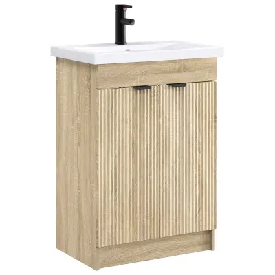 vidaXL Komplet pohištva za kopalnico Sonoma hrast 56 x 37,5 x 81 cm