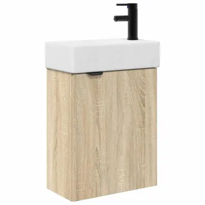 vidaXL Kopalniška omarica s tapo Sonoma hrast 45,5 x 22,5 x 84 cm
