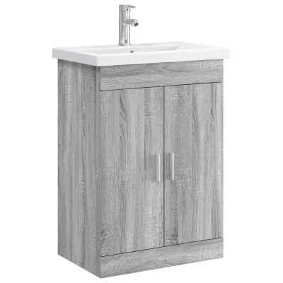 vidaXL Komplet pohištva za kopalnico Siva Sonoma 61 x 40 x 84,5 cm