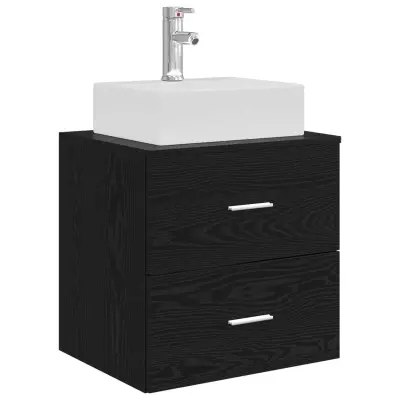 vidaXL Umivalnik s pritrditev na steno Črni hrast 49,5 x 41 x 62,5 cm