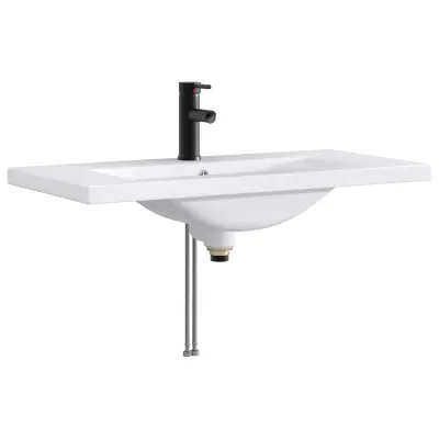 vidaXL Umivalnik za kopalnico Mat črna 81 x 40 x 17,5 cm Kovina