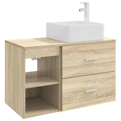 vidaXL Komplet pohištva za kopalnico 2 pcs Sonoma hrast Inženirski les