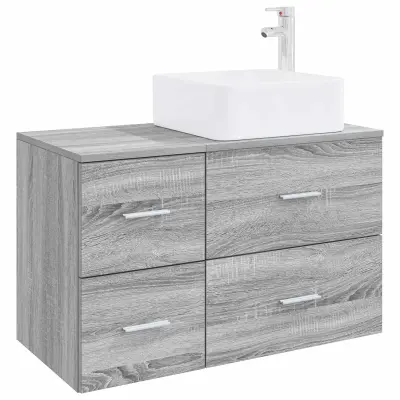 vidaXL Komplet pohištva za kopalnico 2 pcs Siva Sonoma Inženirski les