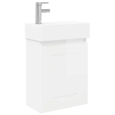 vidaXL Kopalniška omarica s tapo Bela visok sijaj 45,5 x 22,5 x 84 cm