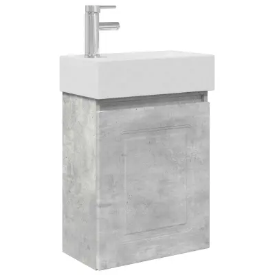 vidaXL Kopalniška omarica s tapo Betonsko siva 45,5 x 22,5 x 84 cm