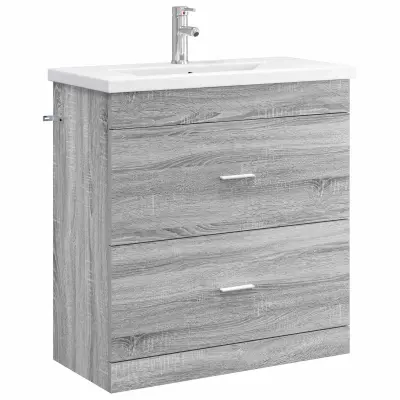vidaXL Komplet pohištva za kopalnico Siva Sonoma 81 x 40 x 84,5 cm