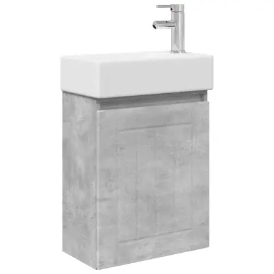 vidaXL Kopalniška omarica s tapo Betonsko siva 45,5 x 25,5 x 84 cm