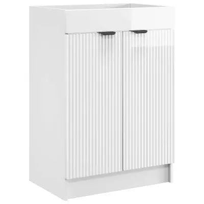 vidaXL Omarica pod umivalnikom Bela visok sijaj 56 x 37,5 x 81 cm