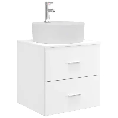 vidaXL Umivalnik s pritrditev na steno Bela 49,5 x 44,5 x 65 cm